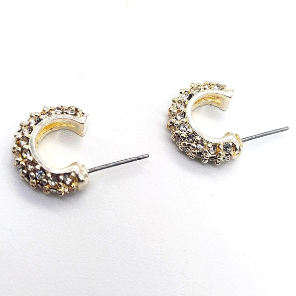 Made with Swarovski Crystal 3/4" Mini Hoop Earrings in Silver - Picture 4 of 7